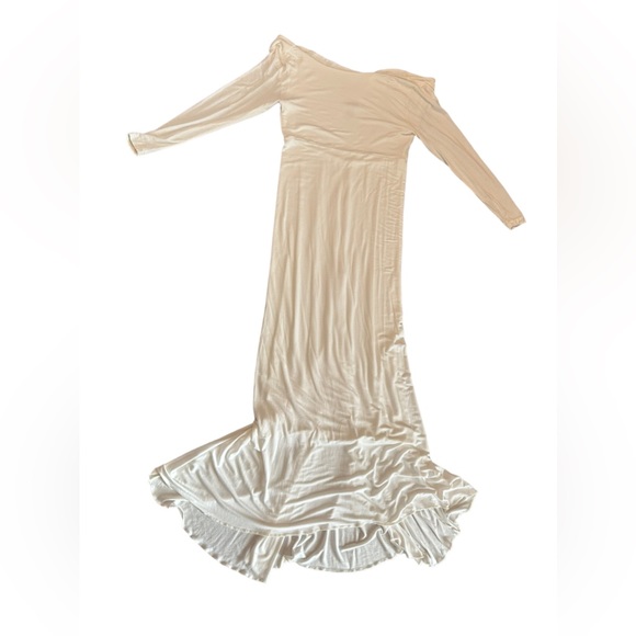 SEXY MAMA Maternity white Dress stretch long sleeves small train size Medium - Picture 7 of 14